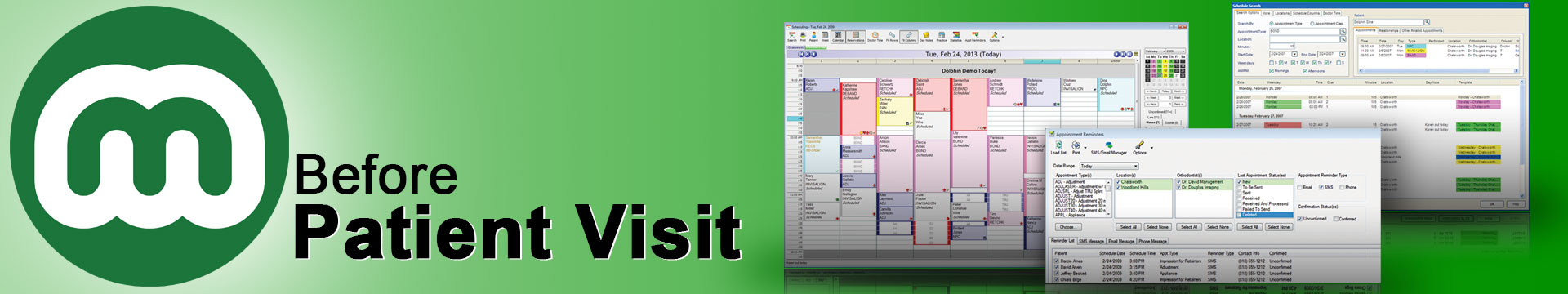 Before Patient Visit, Practice Management, Orthodontic Imaging and  Practice Management Software, 1(818)435-1368, Dolphin Imaging and  Management Solutions, Product